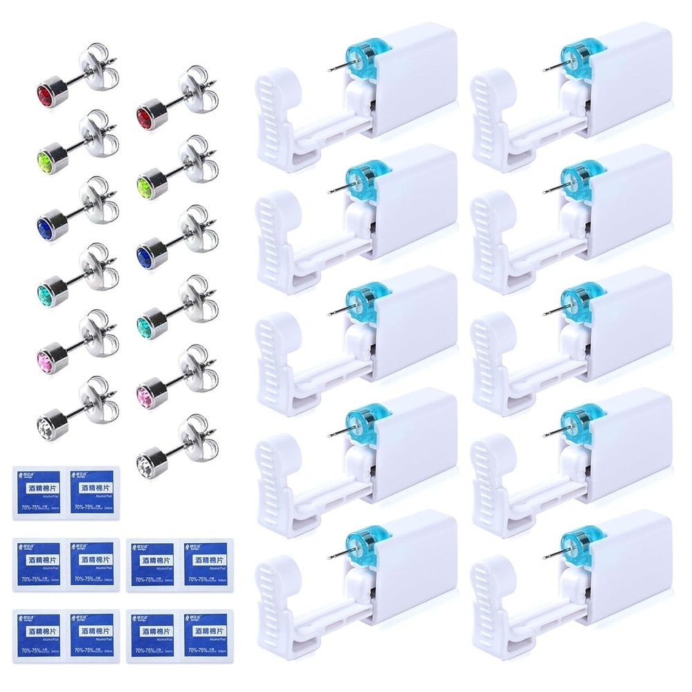 12PCS Ear Piercing Kit, Disposable Self Gun Kit with Studs...