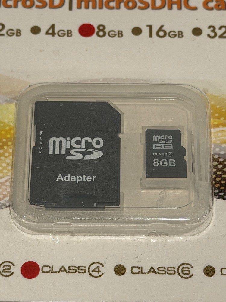 Micro SD 8GB Adapter, Kingston, Flash, Memory Card, Black, Secure SDHC Class 4