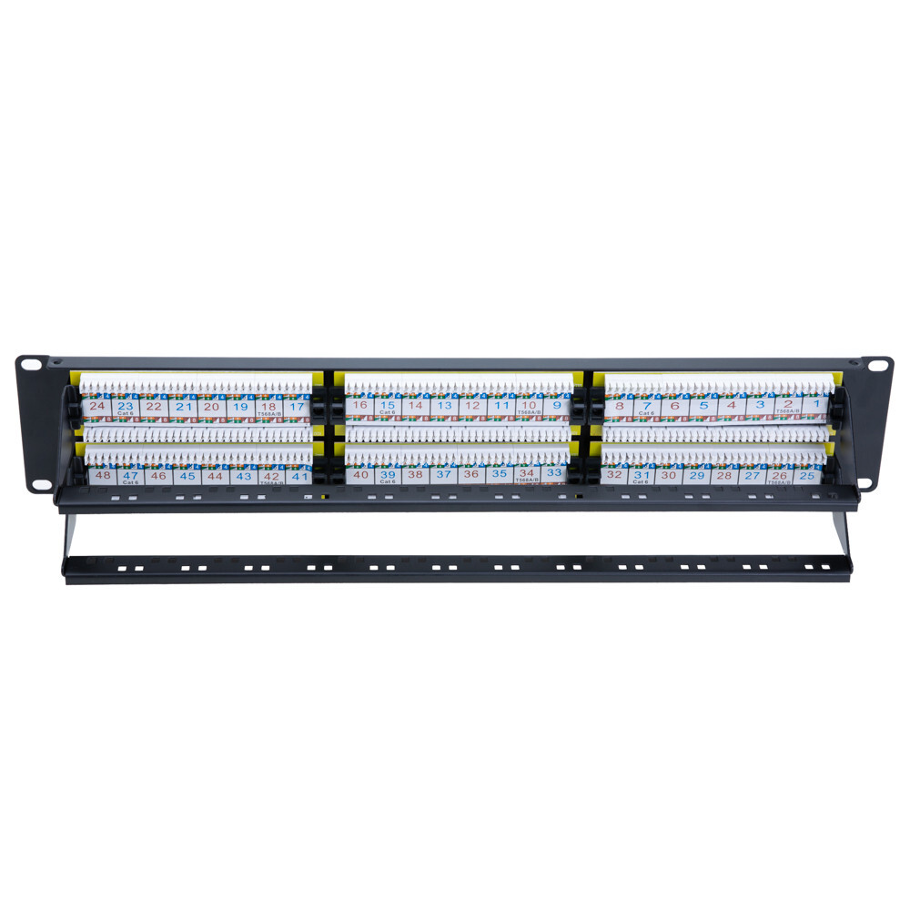 Cat6 UTP Patch Panel 48 Ports 110Type RJ45 Ethernet LAN Network Rack Wall Mount