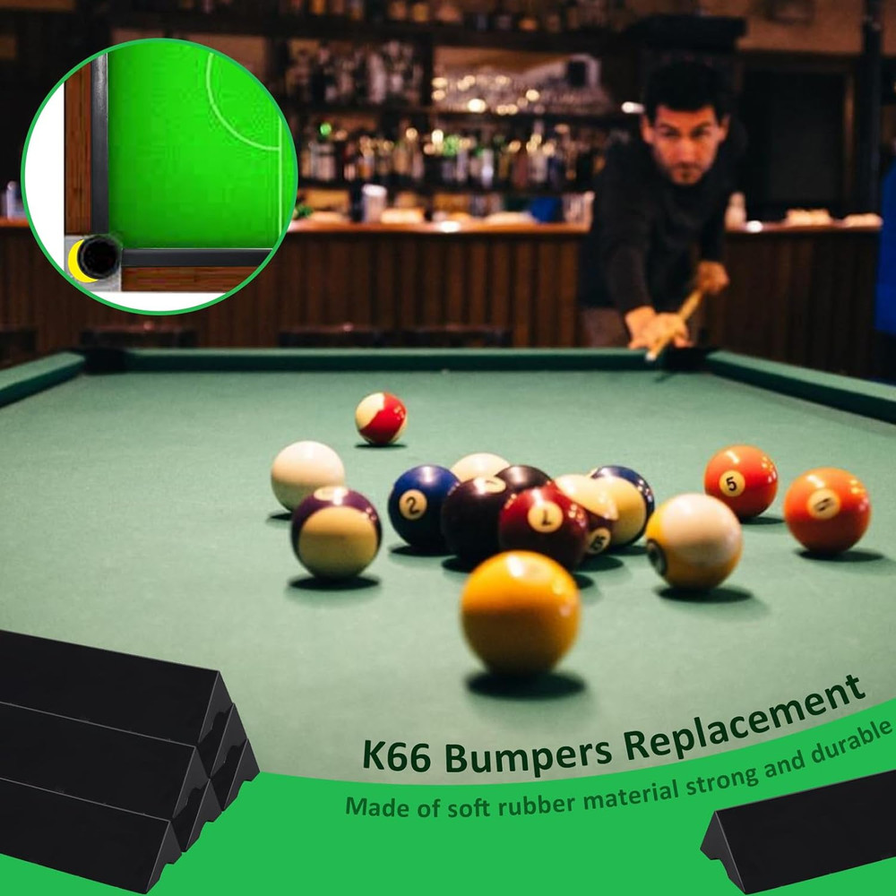 6-Pack 8Ft Billiard Rail Pool Table Bumper w/ 12-Pack Pool Table Cushion Facings
