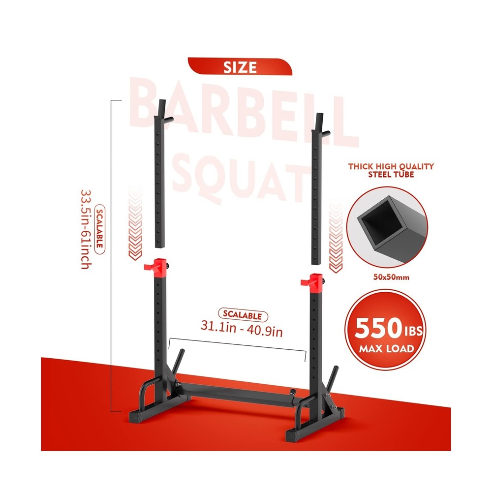 FONBEAR Squat Rack, Barbell Rack, Bench Press 550 LBS Max Load Adjustable Squ...
