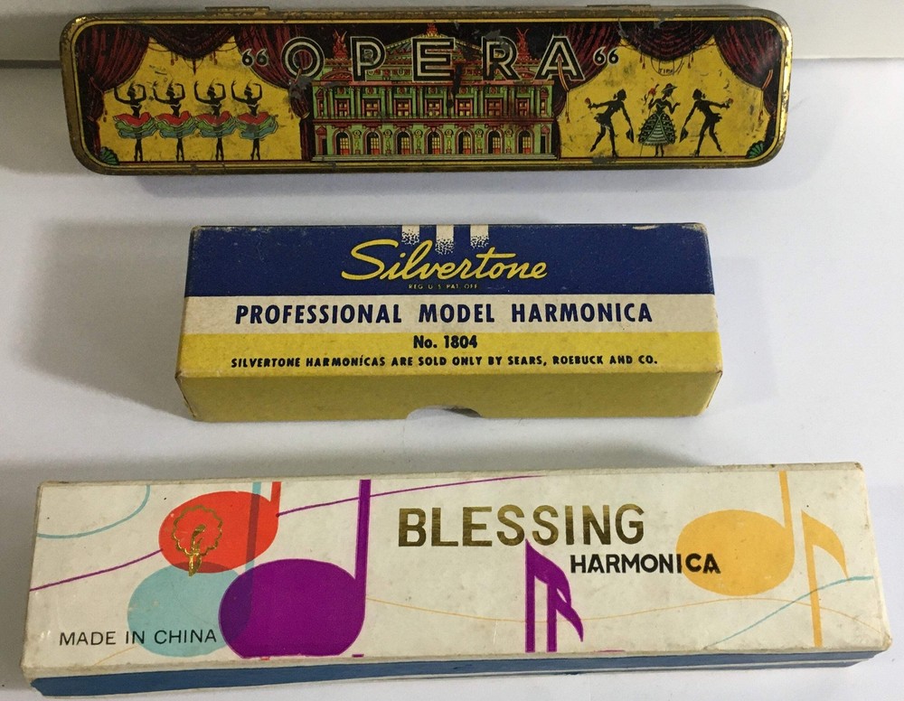Vintage Harmonicas - Silvertone - Opera - 3 Different - Original Boxes (1001236)
