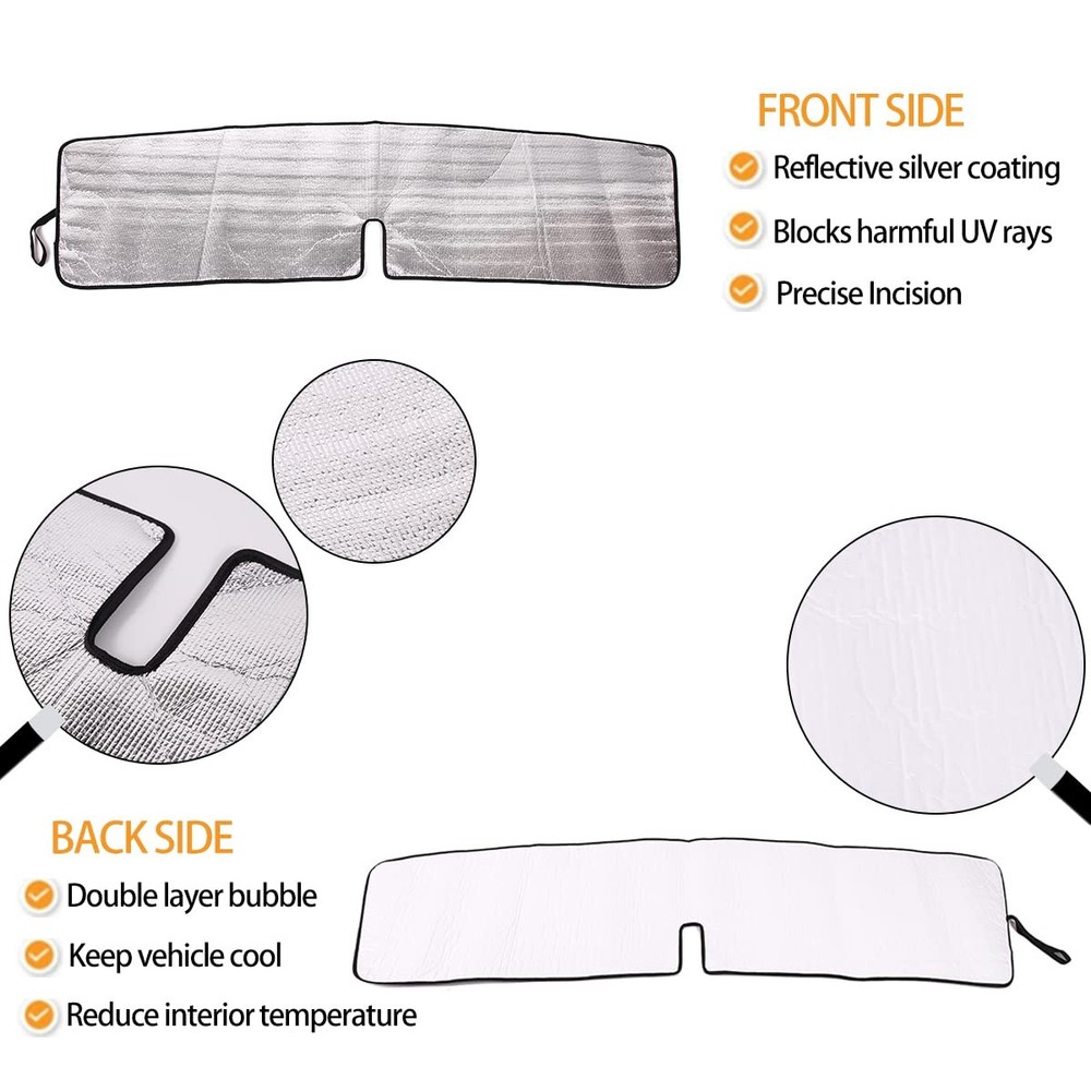 Windshield Sunshade Foldable Reflective Sun Visor Fit for H2, Silver,Black
