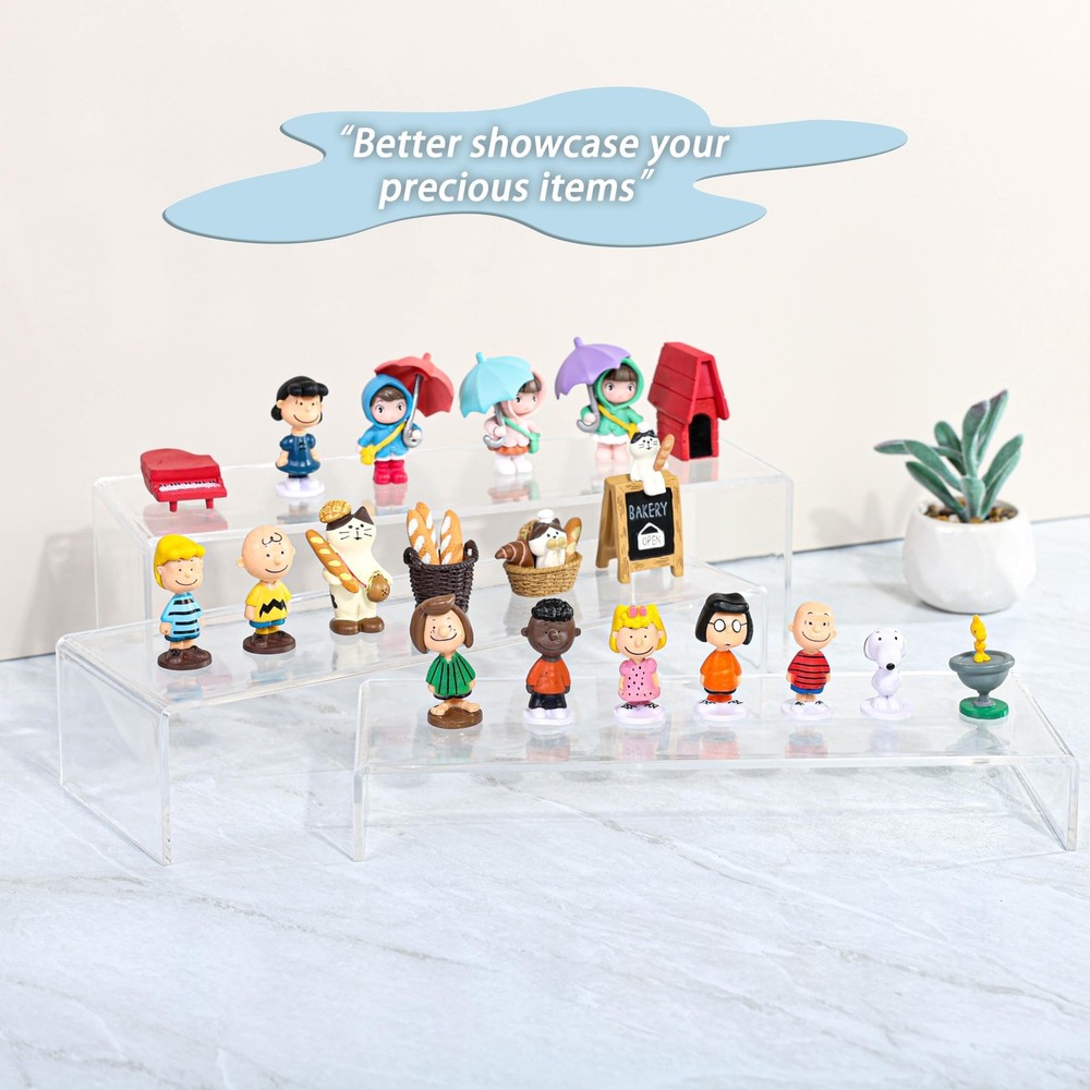 Yieach Large Clear Acrylic Risers Display Stands,3 Pcs Rectangular clear