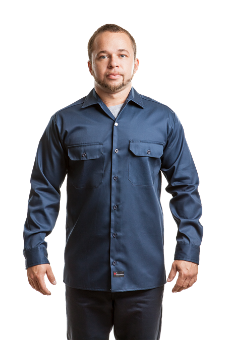 Work Shirt Men's Navy Khaki Conqueror Mechanic Uniform Long Short Sleeve Button
