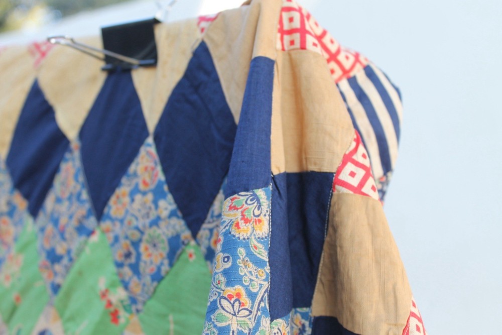 Antique Diamond Patchwork Quilt RARE