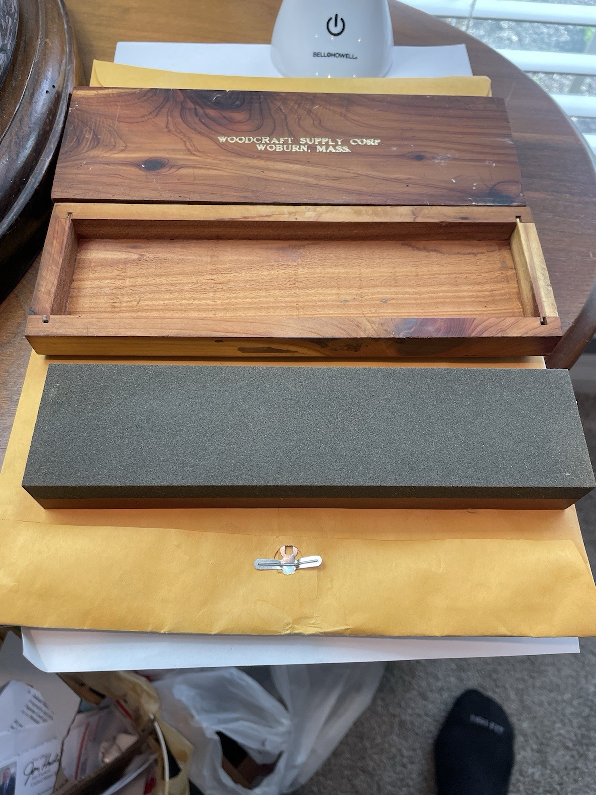 Vintage Norton 1B8 India Dual Side Sharpening Stone 9x3x2 Rosewood Box Near Mint