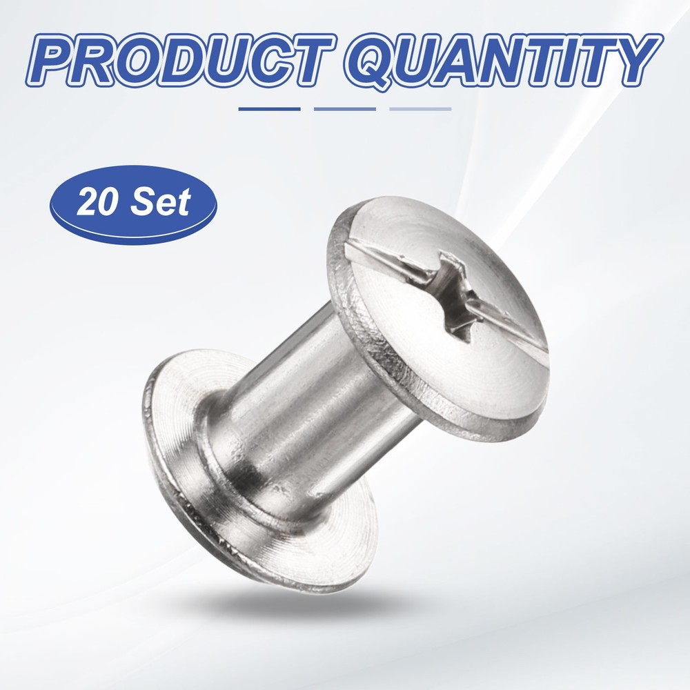 20set Phillips Chicago Screw M4x9mm Binding Post Screw, Silver