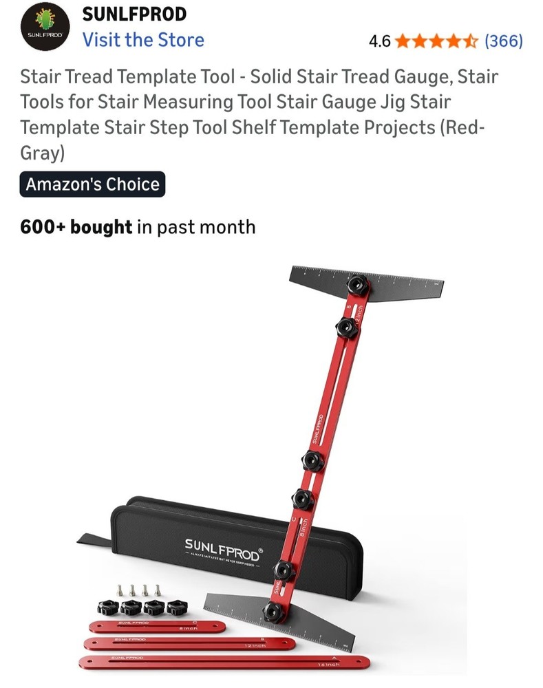 Stair Tread Template Tool - Solid Stair Tread Gauge, Stair Tools for Stair...