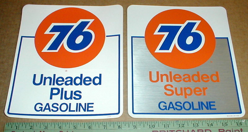 2 Unocal Union 76 gas station original vtg NOS new Gasoline pump decal stickers