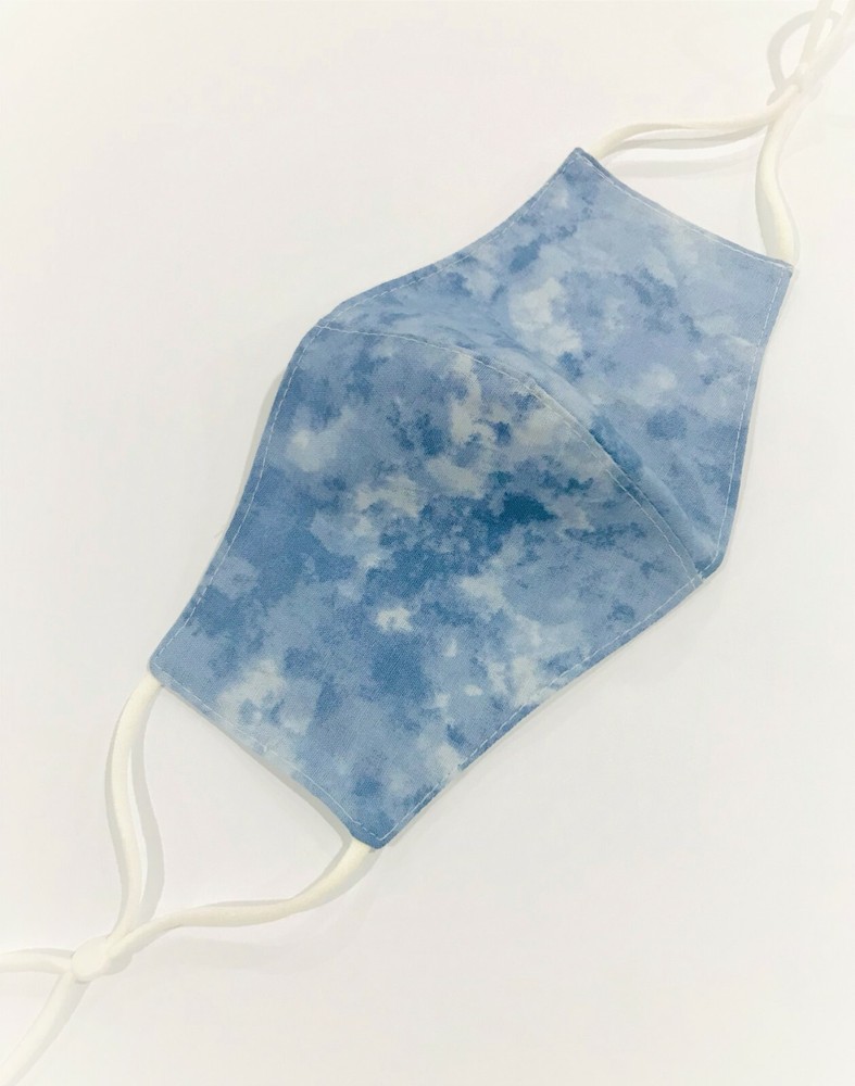 Face Mask 3 Layers - Blue Clouds - Reusable & washable with filter pocket