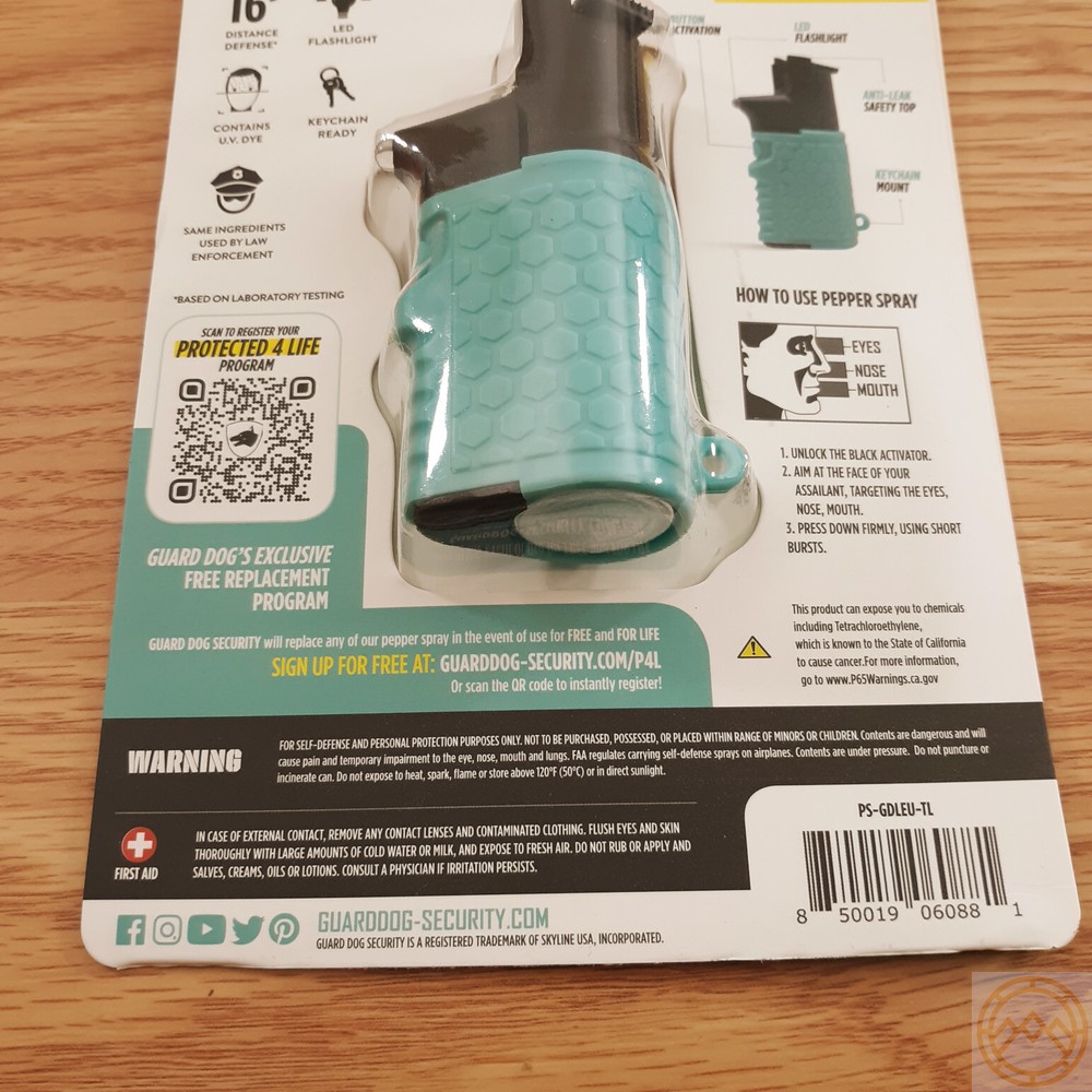 Guard Dog Light-Em Up Pepper Spray Flashlight Combo With Ring Max Strength 16ft