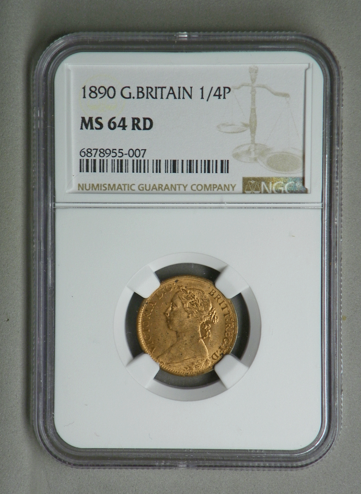 GREAT BRITAIN 1890 FARTHING, MS 64 RED, NGC