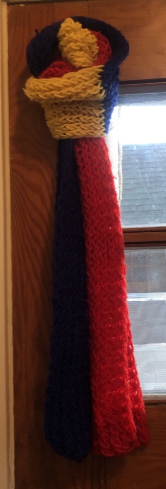 Primary Red Yellow Blue Scarf Handmade