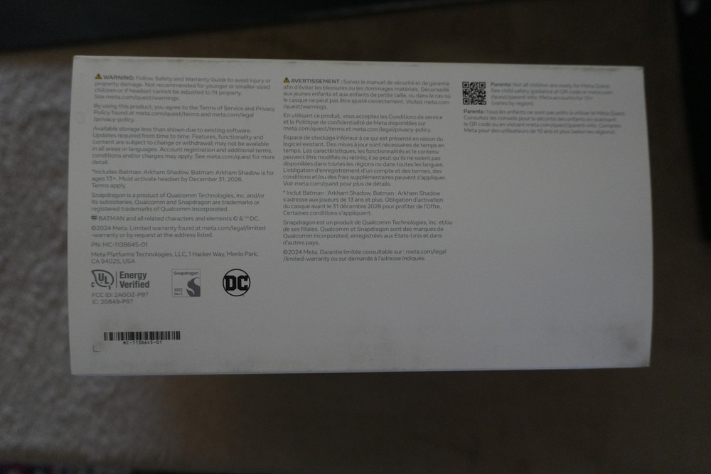Original Meta Quest 3S 128GB Empty Retail Display Only Box – Box Only
