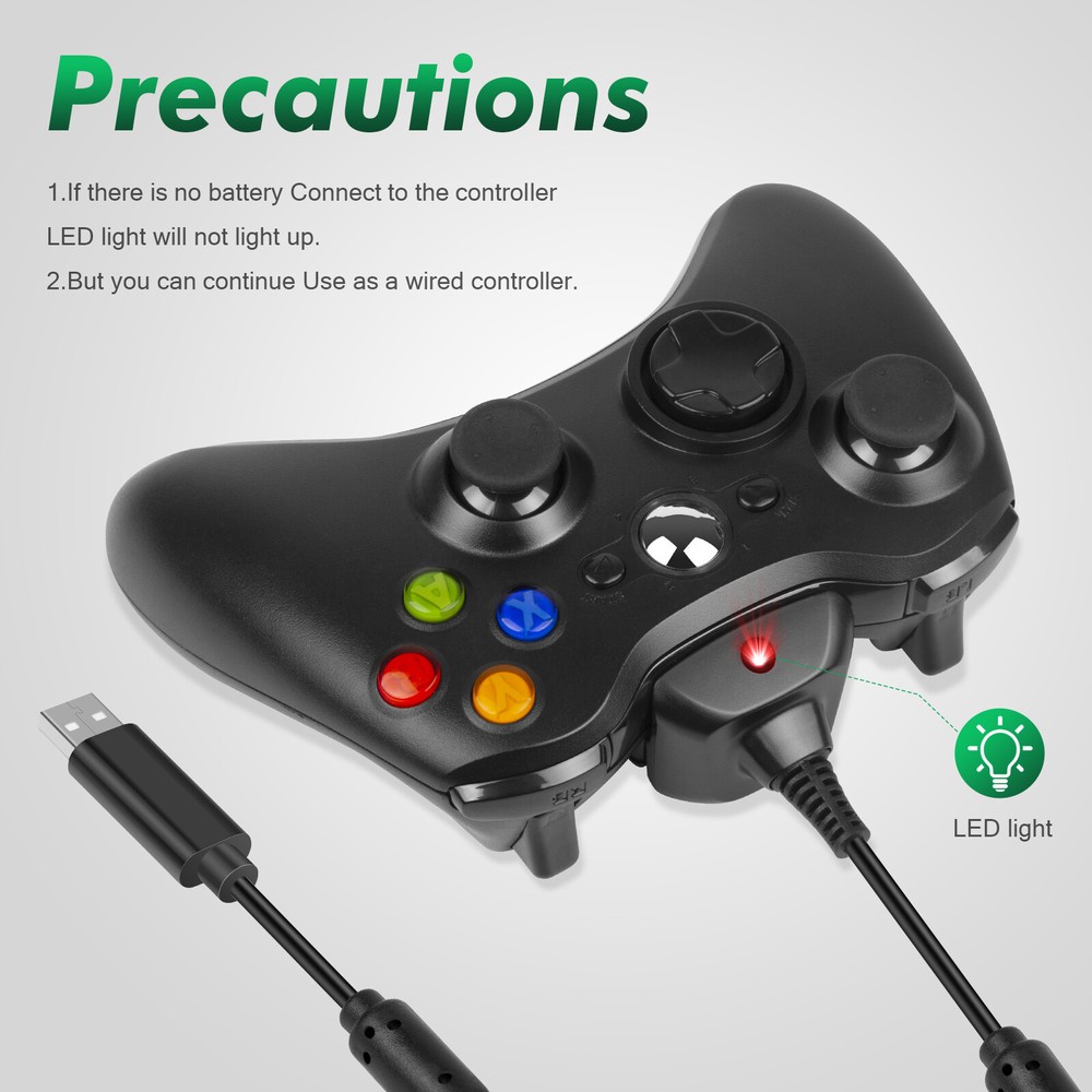 2x Rechargeable Battery Pack Charger Cable Dock For Xbox 360 Wireless Controller