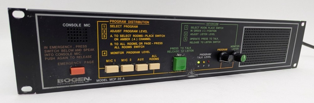 Bogen MCP35A Intercom Console Master Controller / Control Panel - Working *READ*