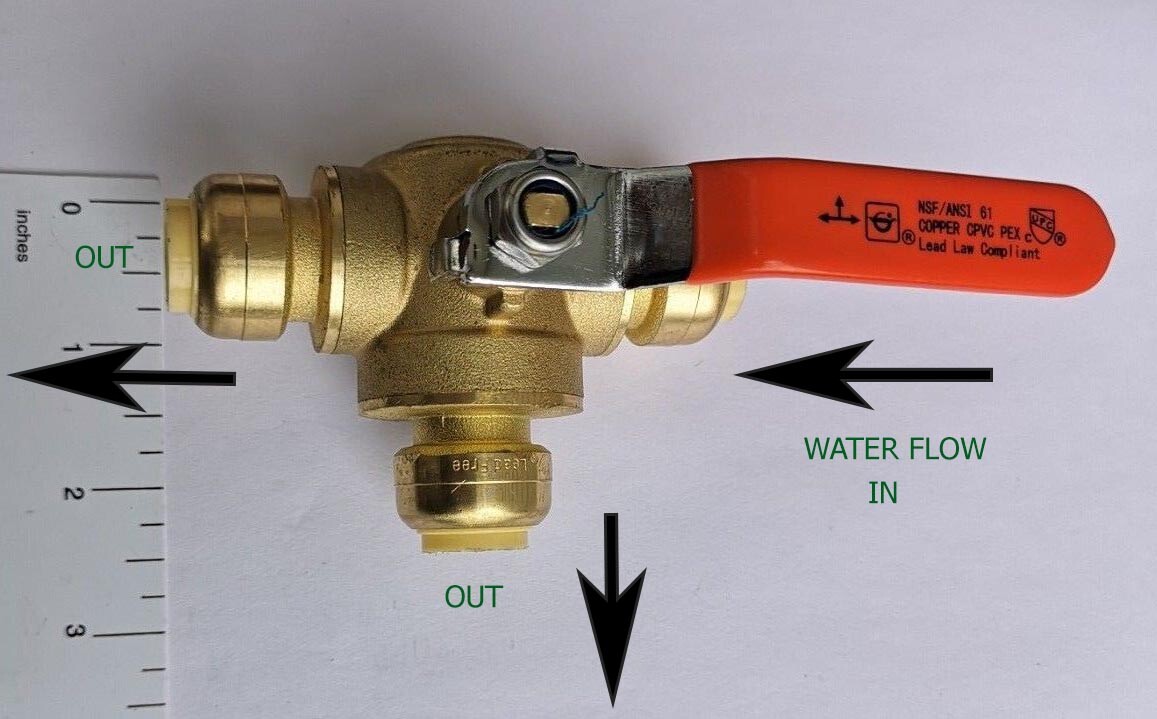 1 PIECES 1/2" PUSH FIT 3 WAY BALL VALVE, FULL PORT, LEAD FREE BRASS