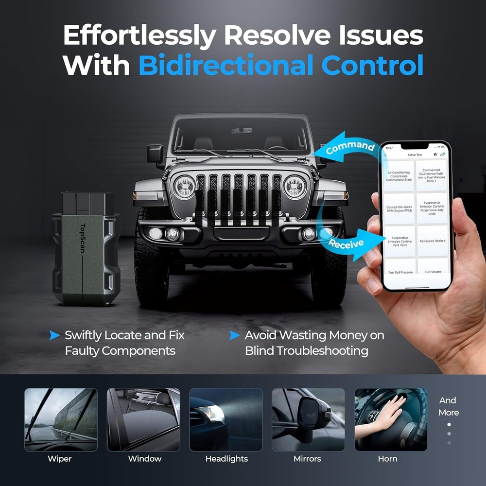 2024 TOPDON TOPSCAN PRO Bluetooth OBD2 Diagnostic Tool Active Test