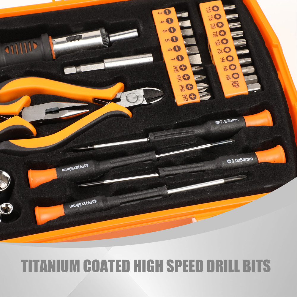 SCREWDRIVER + PLIERS ORANGE 37PCS PRECISION BIT TOOL KIT HIGH SPEED DRILL BITS