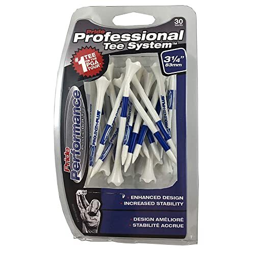 Pride Professional Tee System Plastic Golf Tees, 3-1/4 inch,30 count (Blue)White