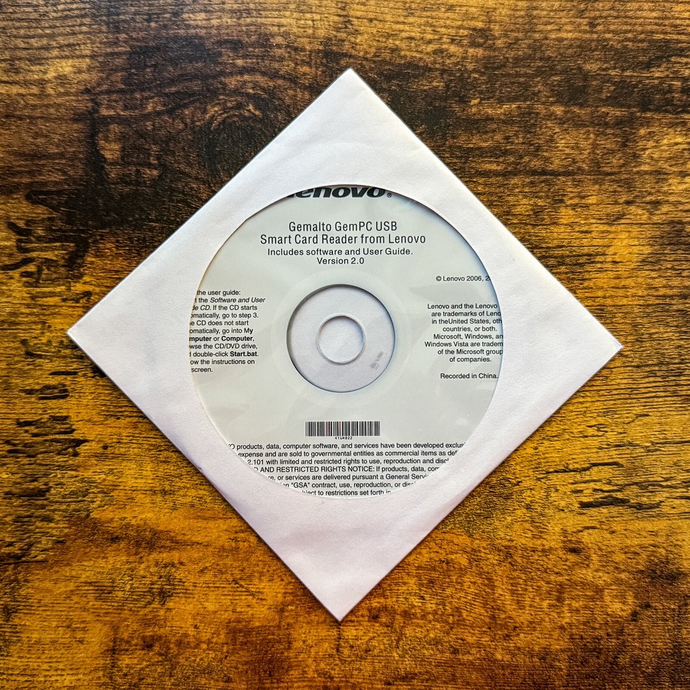 Genuine Lenovo Gemalto GemPC USB Smart Card Reader version 2.0