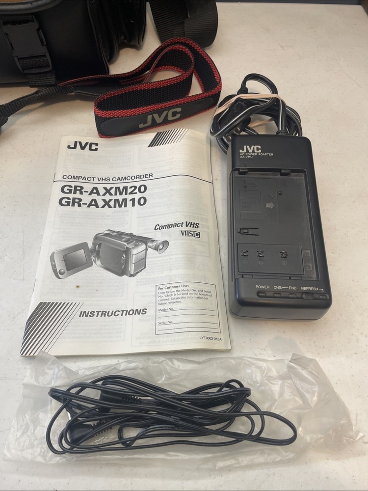 JVC Compact VHS Camcorder W/ Bag, Paperwork Untested GR-AXM10 Dead Battery?