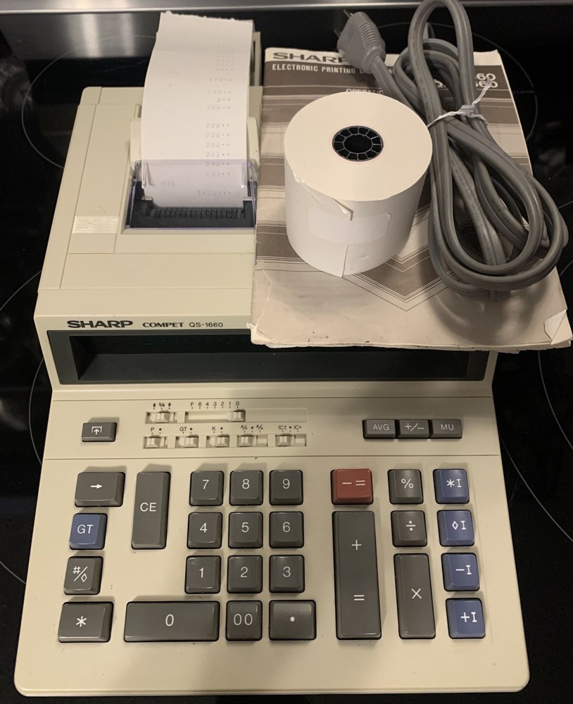 Sharp Compet QS-1660 Electronic Printing Calculator Desktop Manual Extra Paper