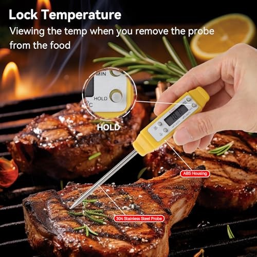 Digital Food Thermometer Automatic Calibration Pen High Accuracy Yellow