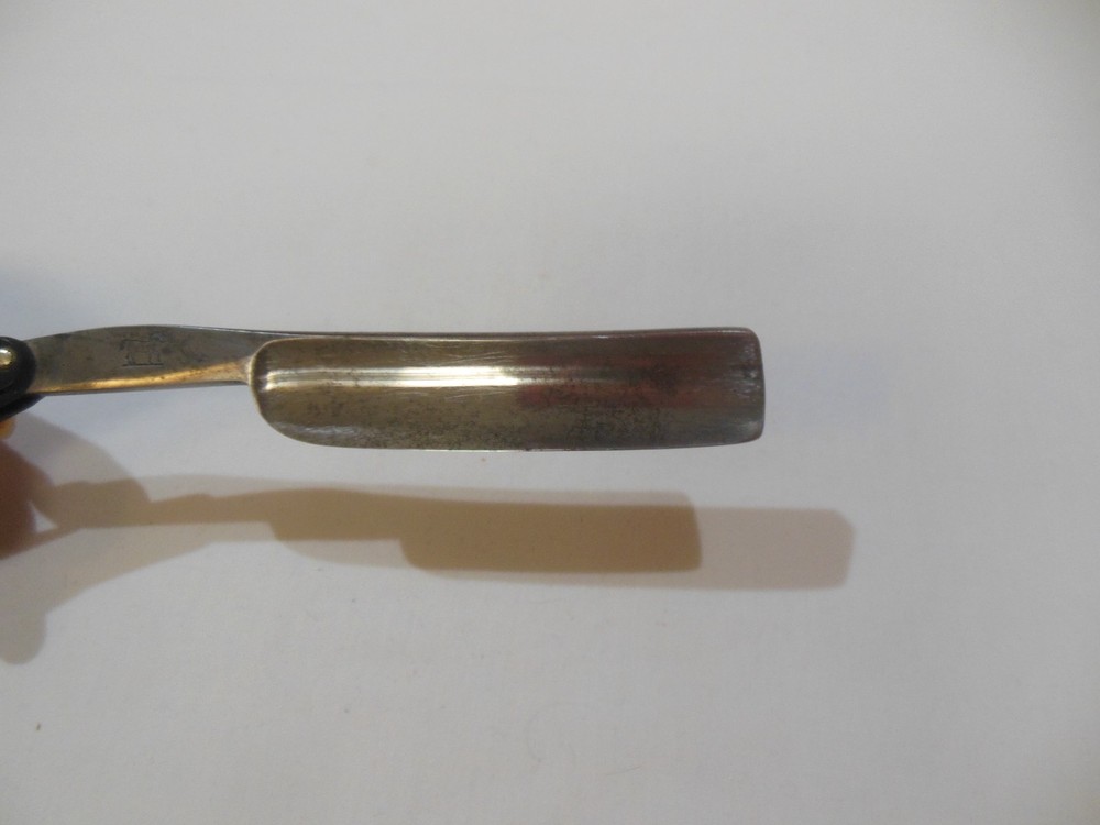 Alsberg & Sons MO Straight Edge Razor Black Celluloid Handle & Box