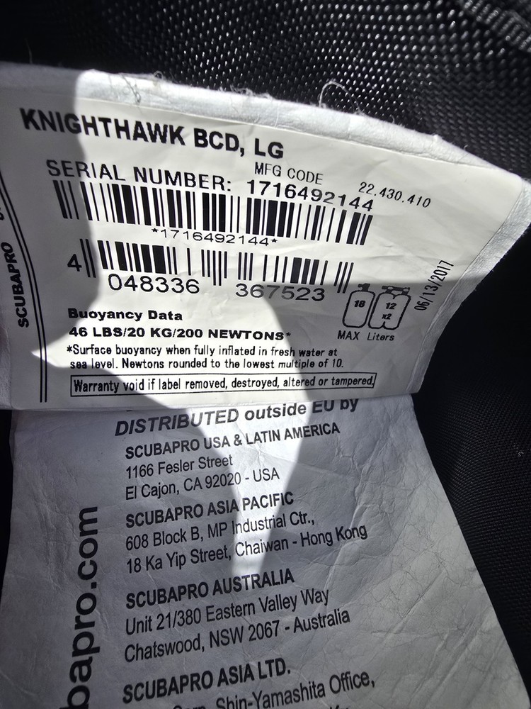 Scubapro KnightHawk BC with AIR2 LARGE