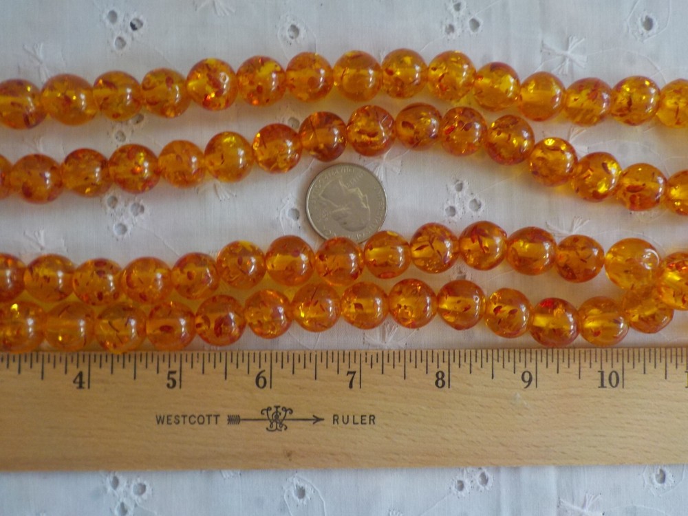 Faux Plastic Amber Bead Long Prayer Beads Confetti