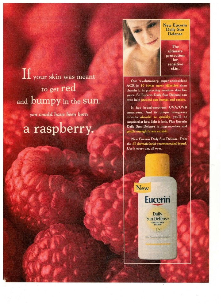 Eucerin Daily Sun Defense Bumpy In the Sun Raspberry 2006 Print Ad