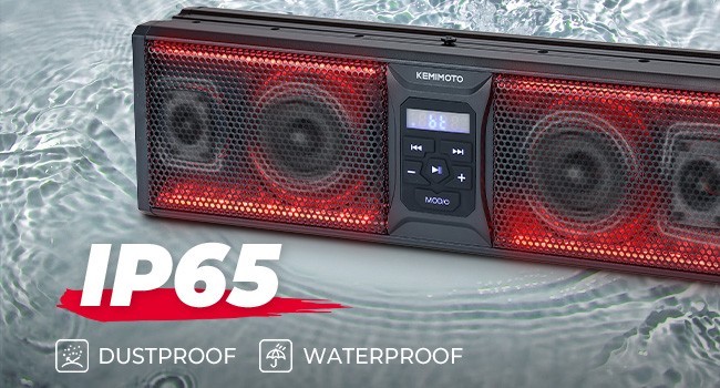 KEMIMOTO 16IN Universal RGB ATV UTV Sound Bar Speaker Marine Soundbar
