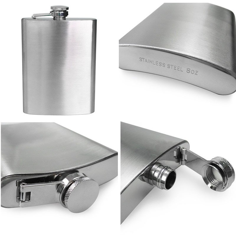 8oz Portable Hip Flask Set Wine Pot Set Stainless Steel w/ 2 Cups 1 Funnel Box