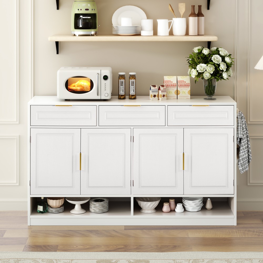 Sideboard with 3 Drawers & Adjustable Shelf, Multi-Functional Storage Buffet