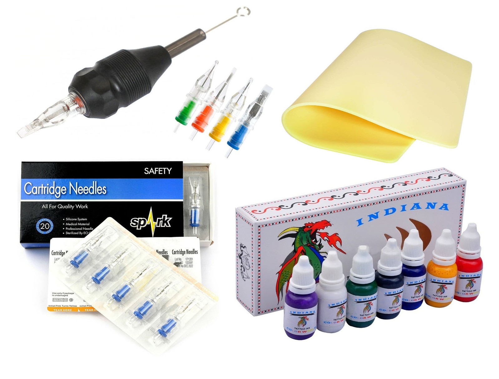 Spark Tattoo Cartridge Needle Adapter Grip Kit for Coil Machines