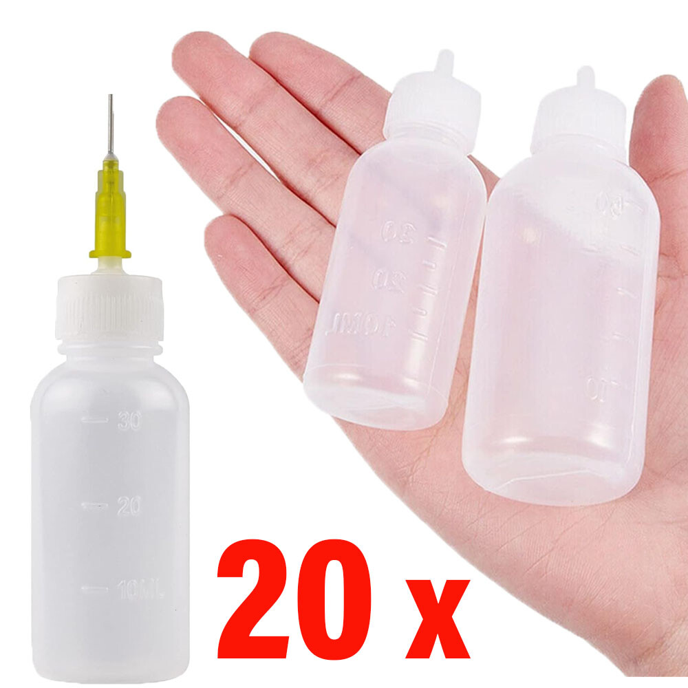 30cc Needle Glue Squeeze Bottle, Precision Tip Applicator, 20 Pack
