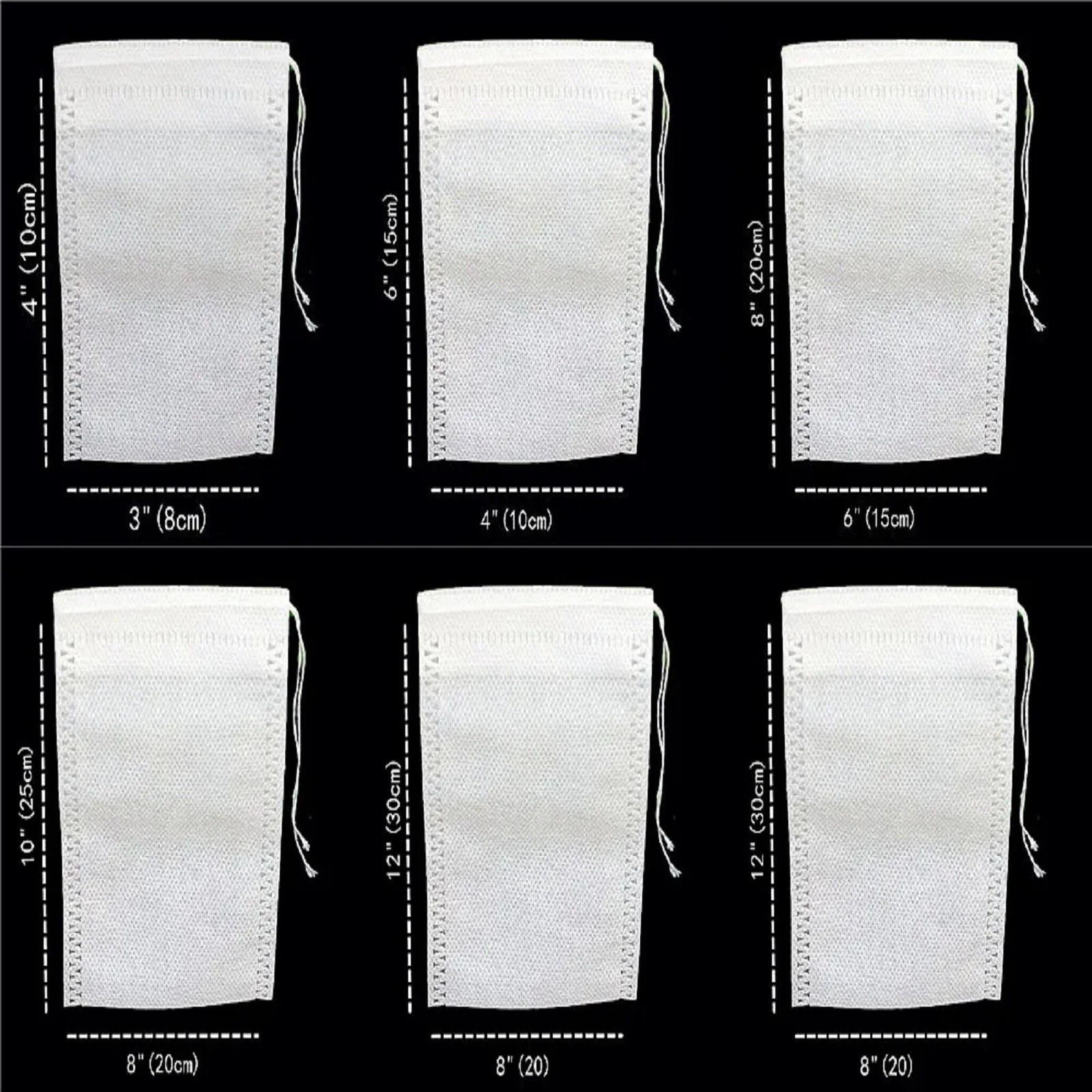 100-1000 Non-Woven Empty Tea Bag Drawstring Seal Teabags Loose Leaf Tea Filters