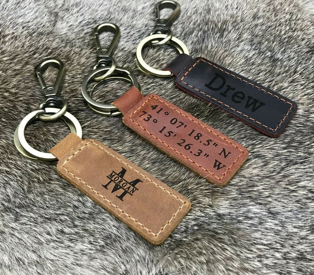 Personalized Keychain, Customized Leather Keychain