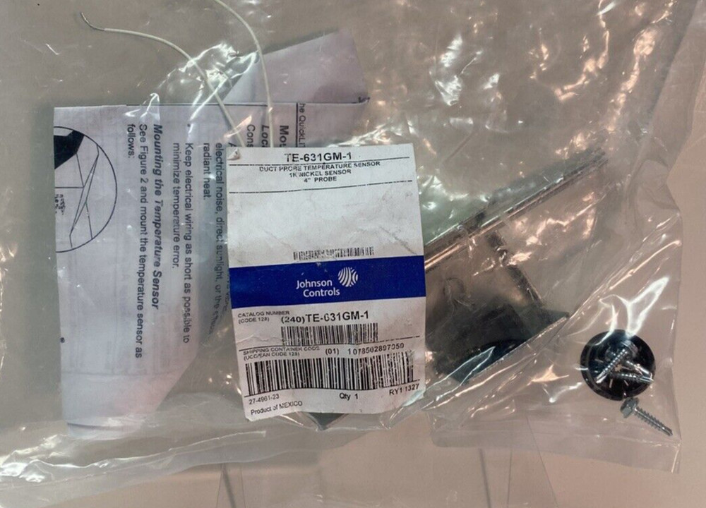 Johnson Controls TE-631GM-1 Duct Probe Sensor *NEW*