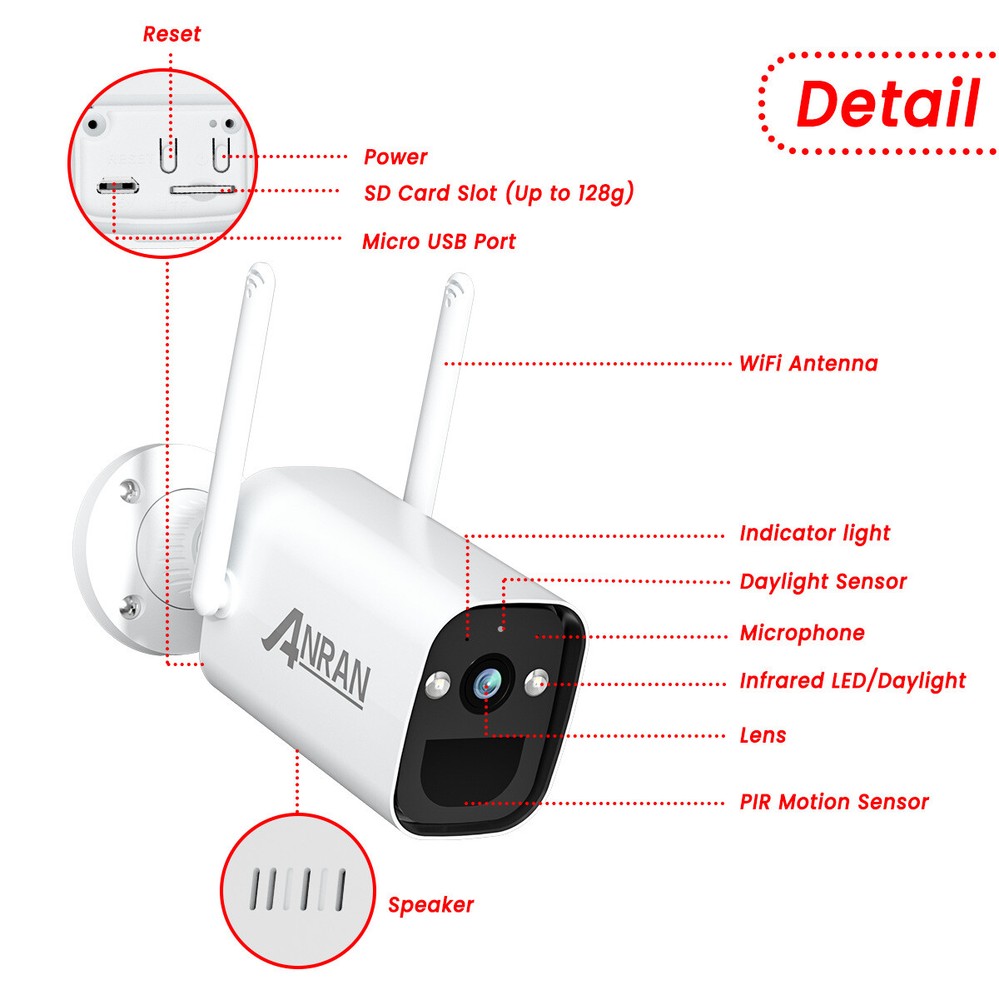 Outdoor Wireless Security Camera System Solar Battery Powered WIFI Audio Camera