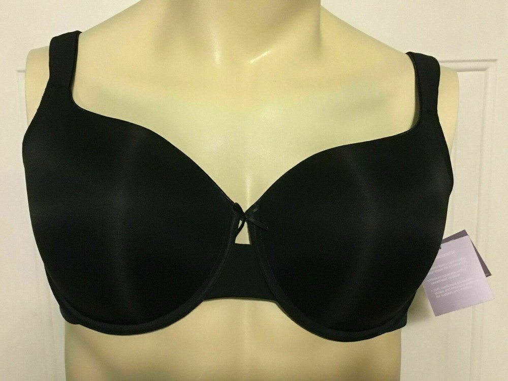 Catherines Balconette Underwire Bra Black Medium Coverage Adjustable 46DD