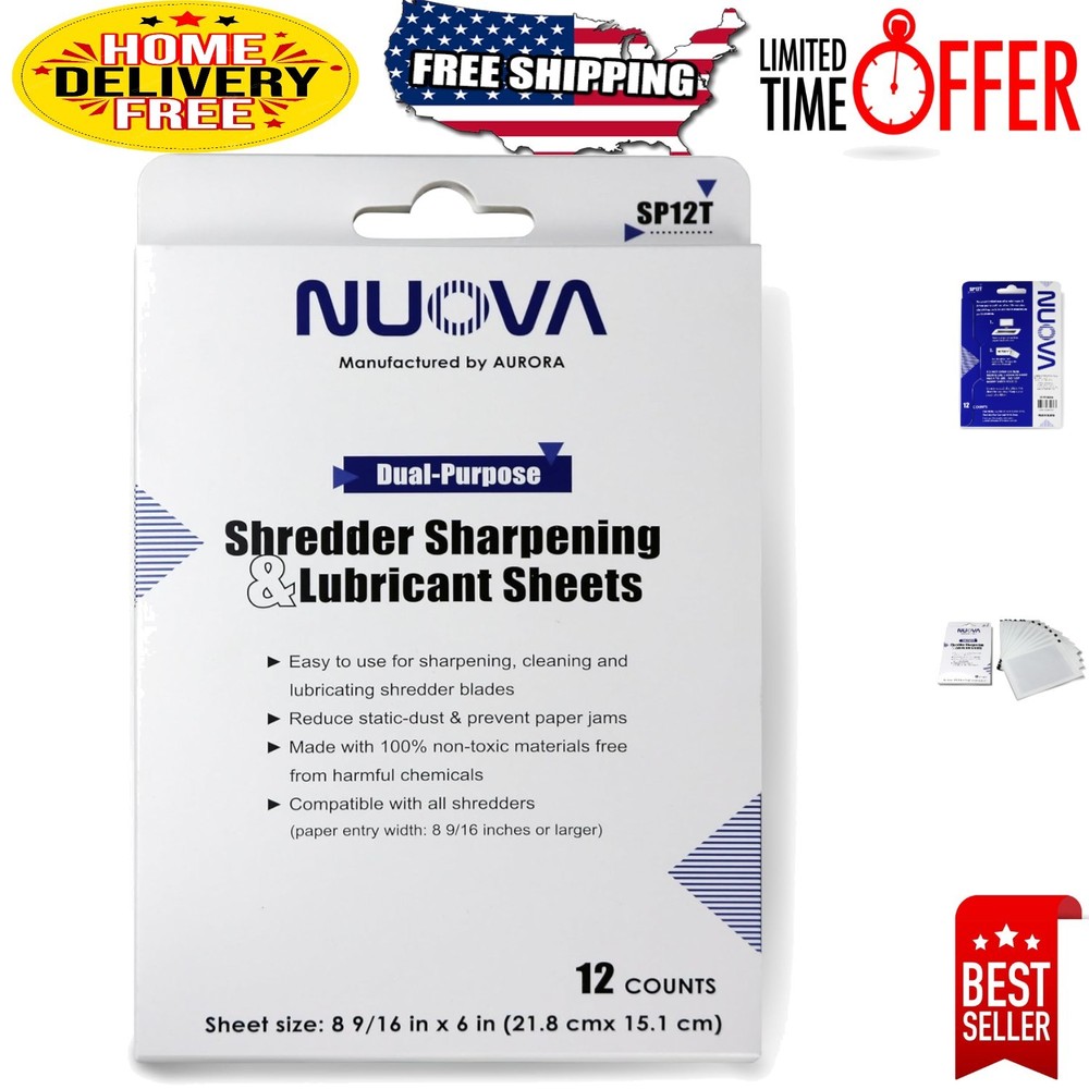 Nuova 12 Count Shredder Sharpening & Lubricant Sheets - Eco-Friendly Solution