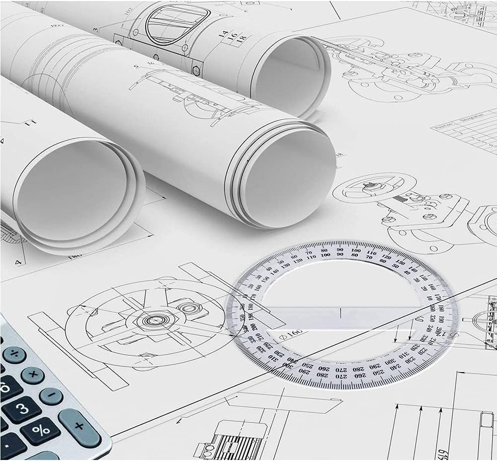 360 Degree Clear Protractor 20Cm/8 Inch Diameter Plastic Math Protractors Circle