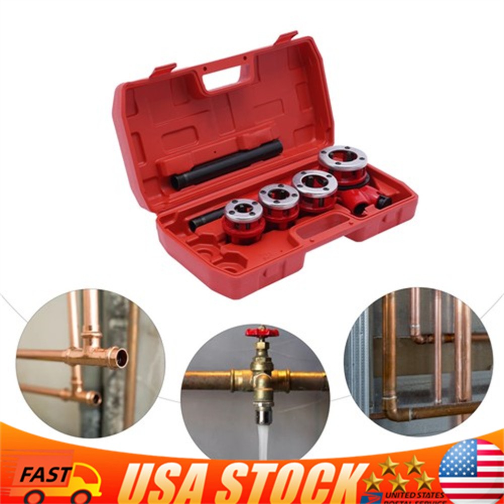 Pipe Threading Kit BSPT Manual Thread Cutting Steel Threader Plumbers Set