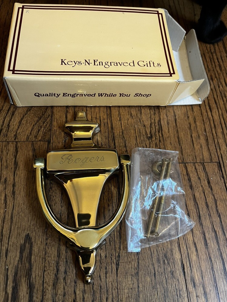 Solid Brass Door Knocker 6” Brand New Engraved ROGERS