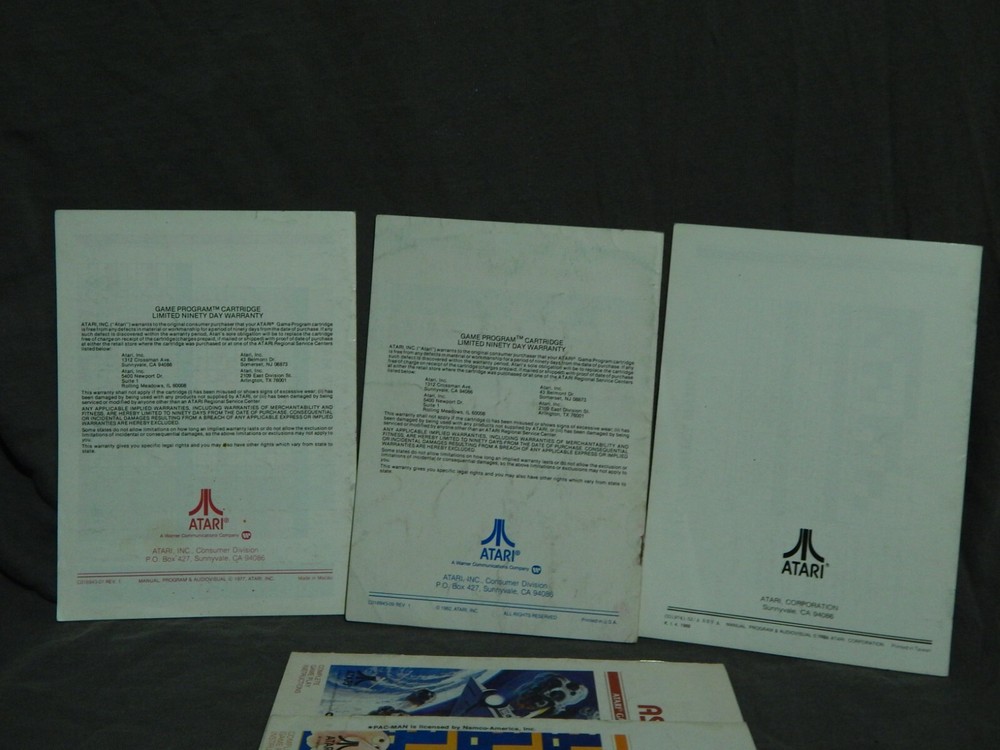 Atari Game Program Instruction Manuals (LOT of 5) Pac-Man + Asteroids +