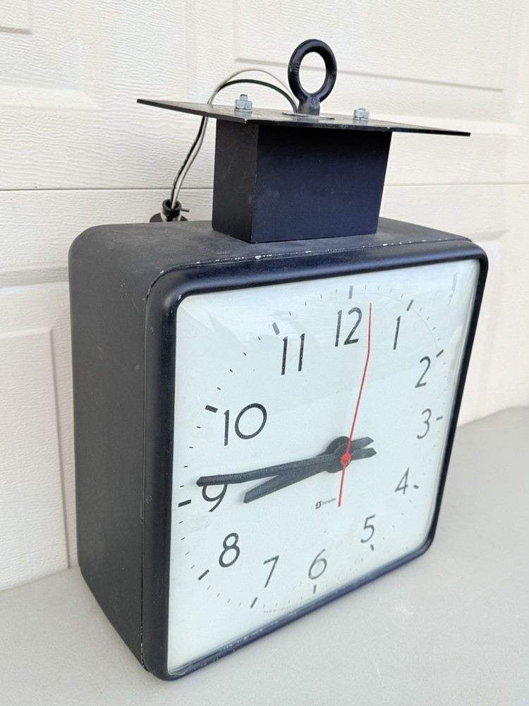 Vintage Simplex Industrial Hanging Ceiling Clock Square Double Sided