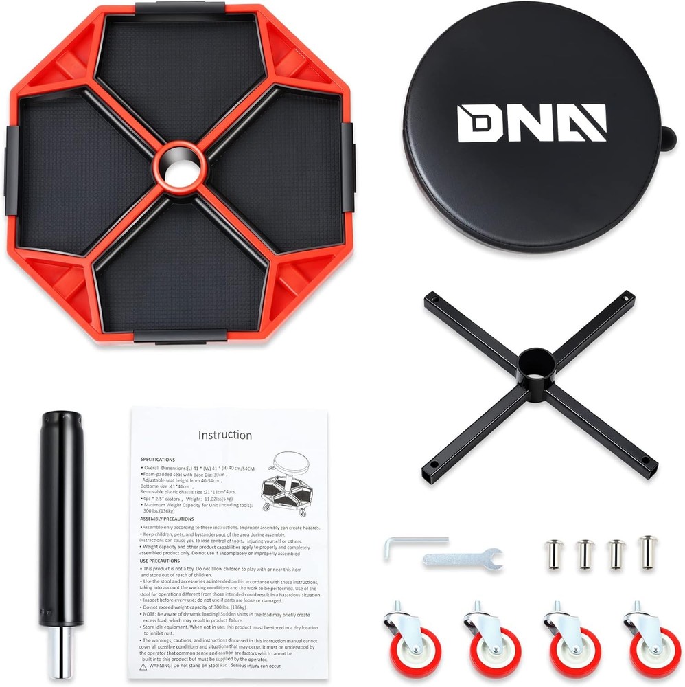 TOOLS-00253 Adjustable Height Pneumatic Garage Seat Rolling Mechanic Stool